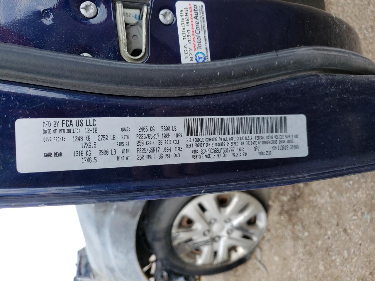 3C4PDCAB9JT531707 2018 Dodge Journey Se