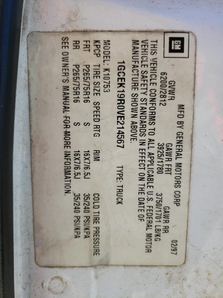 1GCEK19R0VE214567 1997 Chevrolet Gmt-400 K1500