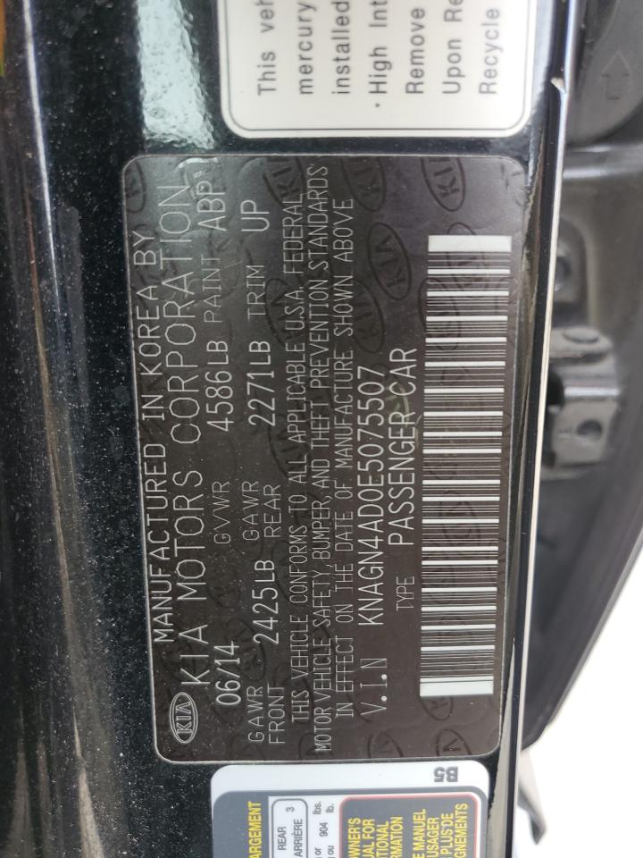 KNAGN4AD0E5075507 2014 Kia Optima Hybrid