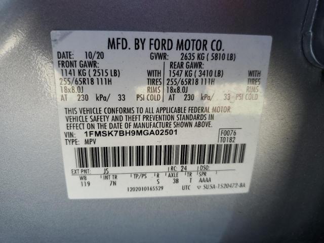 2021 Ford Explorer VIN: 1FMSK7BH9MGA02501 Lot: 54136804