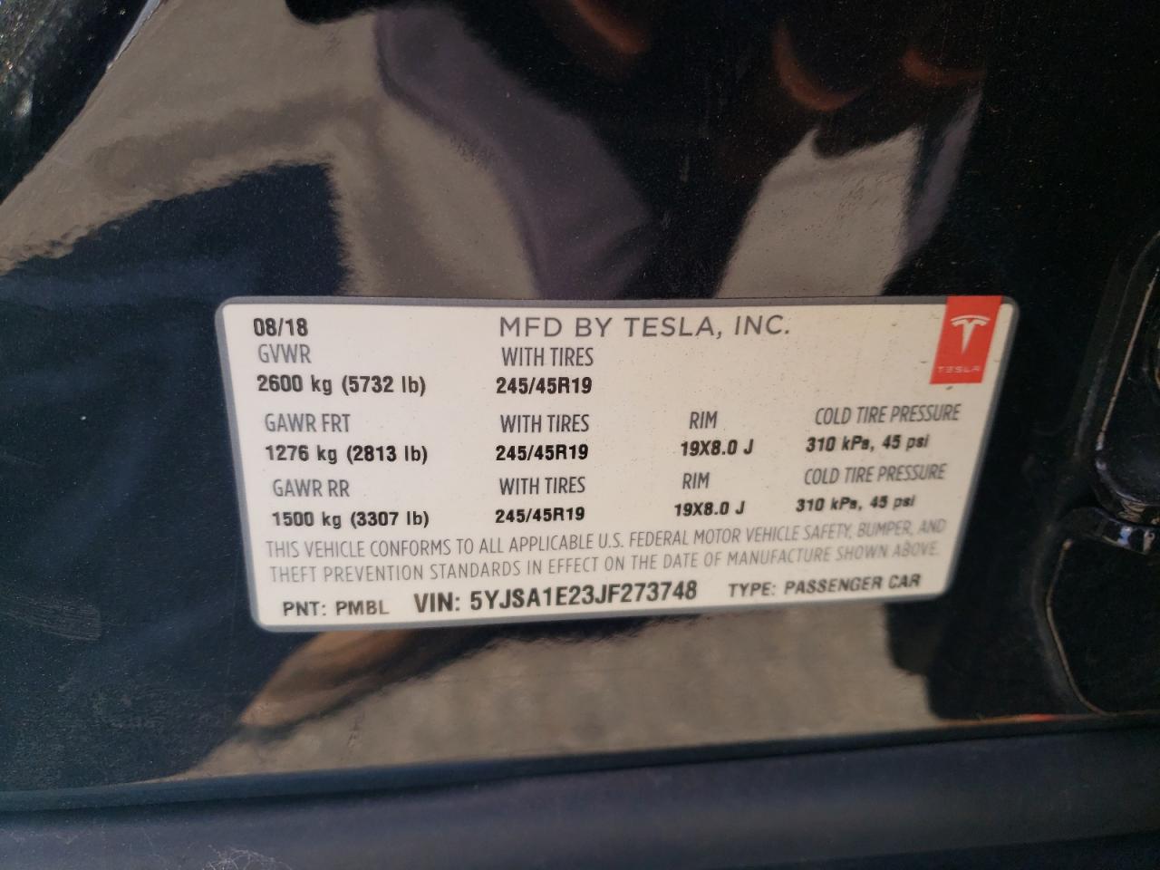 5YJSA1E23JF273748 2018 Tesla Model S