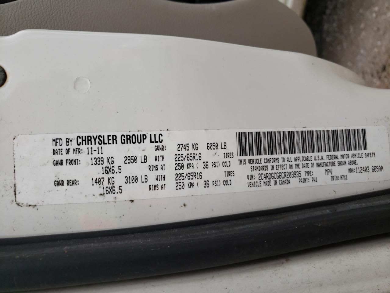 2C4RDGCG6CR203935 2012 Dodge Grand Caravan Sxt