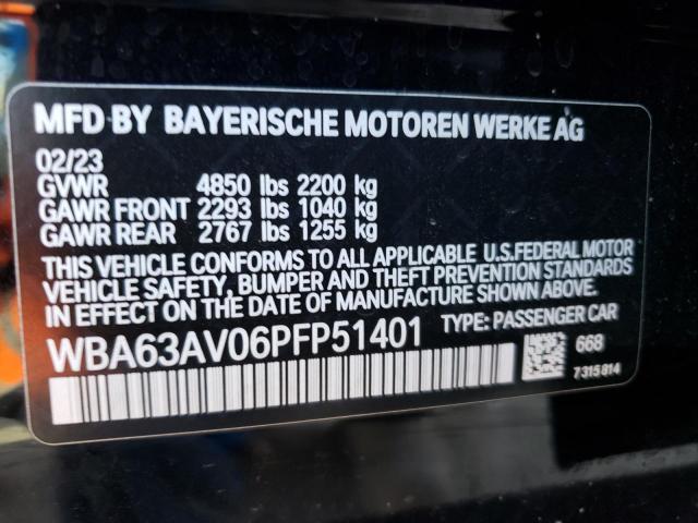 2023 BMW 430I Gran Coupe VIN: WBA63AV06PFP51401 Lot: 53842944