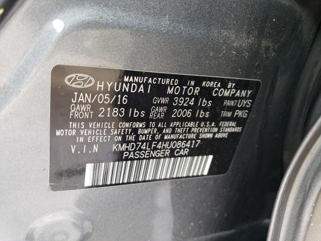 VIN KMHD74LF4HU086417 2017 Hyundai Elantra, SE no.12