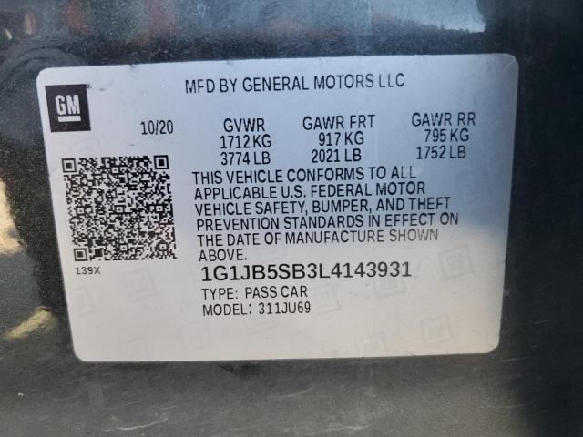 2020 Chevrolet Sonic Ls VIN: 1G1JB5SB3L4143931 Lot: 53709514