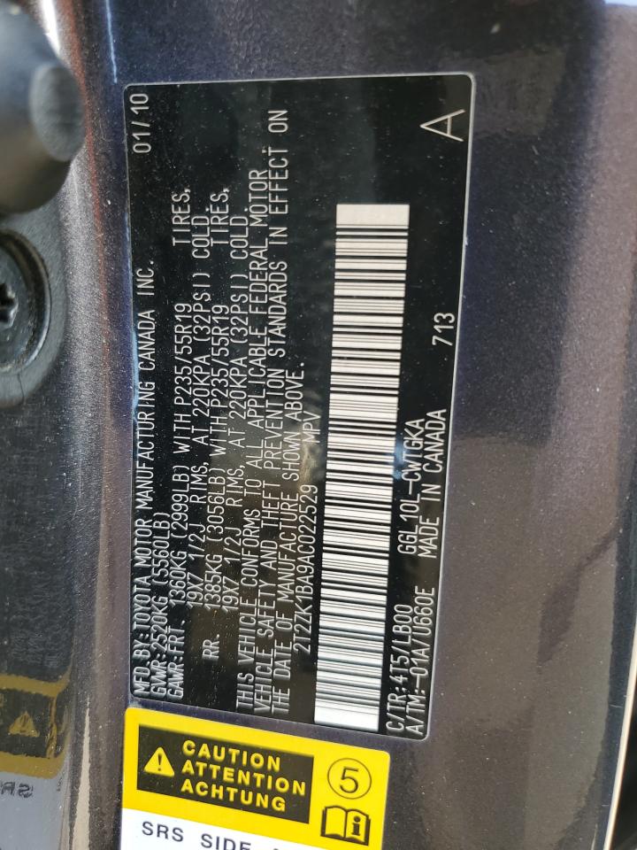 2T2ZK1BA9AC022529 2010 Lexus Rx 350
