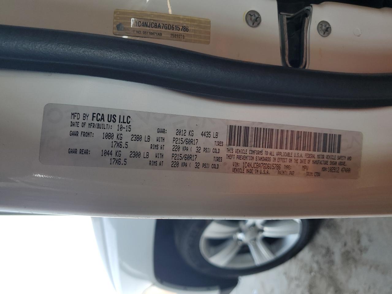 1C4NJCBA7GD615786 2016 Jeep Compass Sport