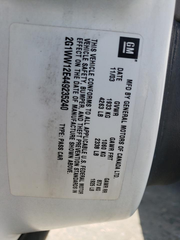 2G1WW12E449235240 2004 Chevrolet Monte Carlo Ls