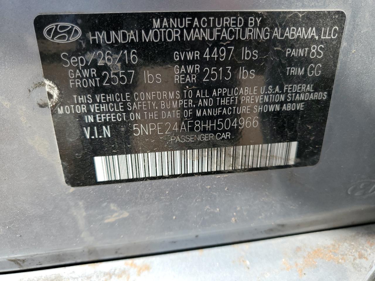 5NPE24AF8HH504966 2017 Hyundai Sonata Se