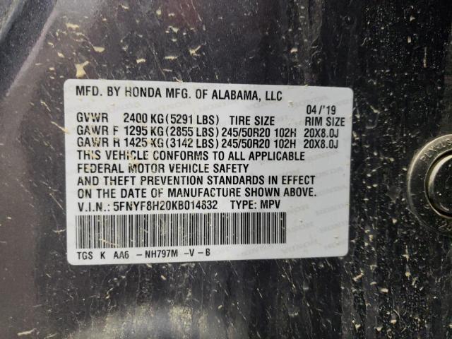 2019 Honda Passport Sport VIN: 5FNYF8H20KB014832 Lot: 56887184