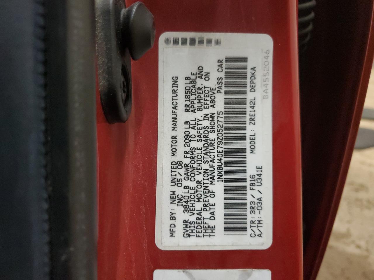 1NXBU40E79Z052775 2009 Toyota Corolla Base