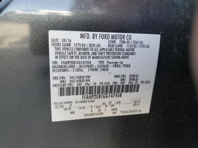 2016 Ford Taurus Sel VIN: 1FAHP2E81GG147458 Lot: 55729124