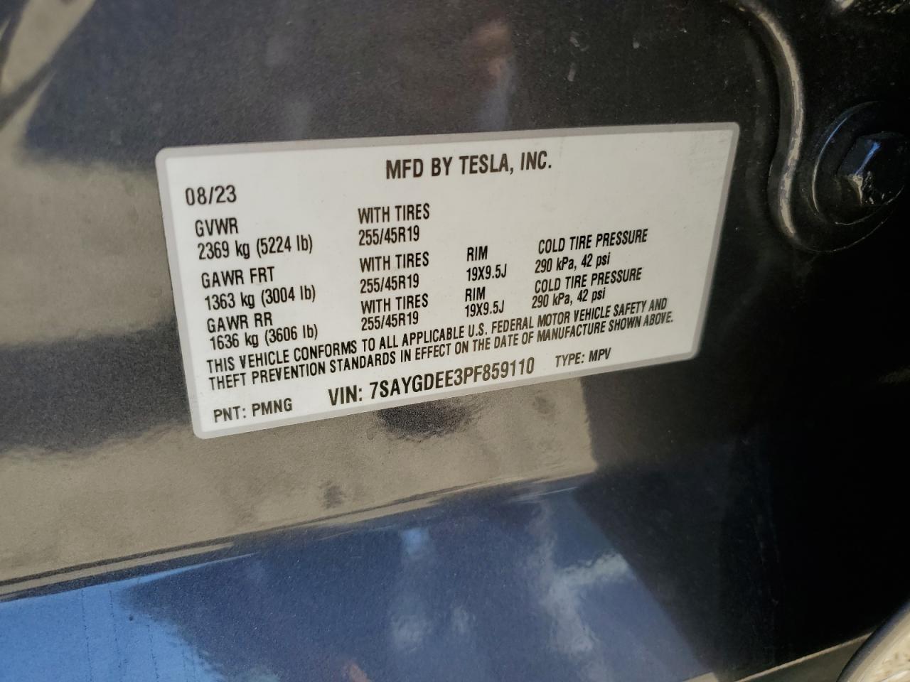 7SAYGDEE3PF859110 2023 Tesla Model Y