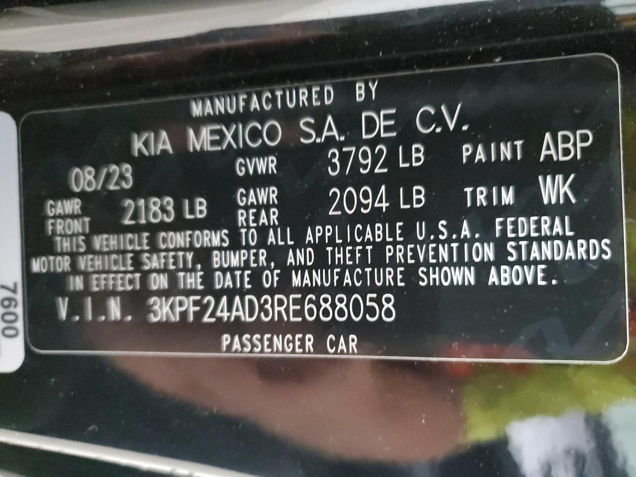 3KPF24AD3RE688058 2024 Kia Forte Lx