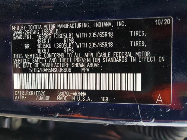 2021 Toyota Highlander Xle VIN: 5TDGZRAH5MS036606 Lot: 57837544