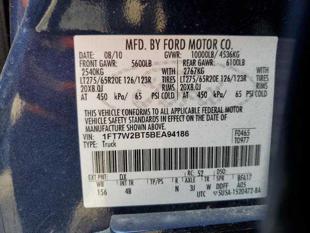 2011 Ford F250 Super Duty VIN: 1FT7W2BT5BEA94186 Lot: 55383274