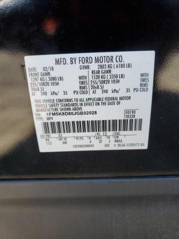 2018 Ford Explorer Xlt VIN: 1FM5K8D80JGB02028 Lot: 55975834