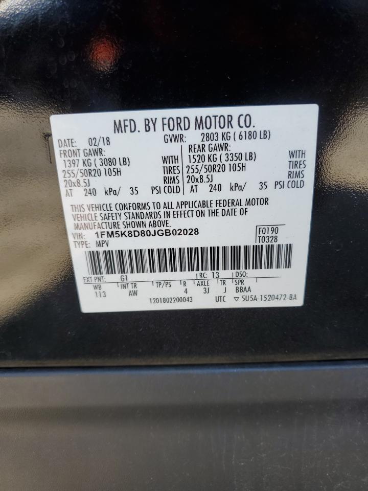 1FM5K8D80JGB02028 2018 Ford Explorer Xlt