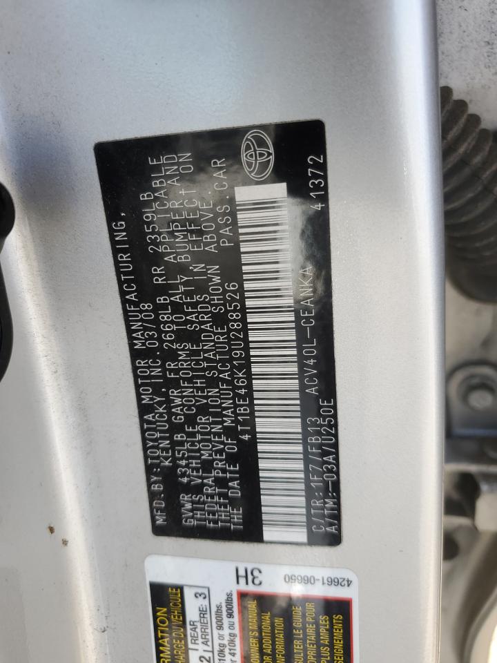 4T1BE46K19U288526 2009 Toyota Camry Base