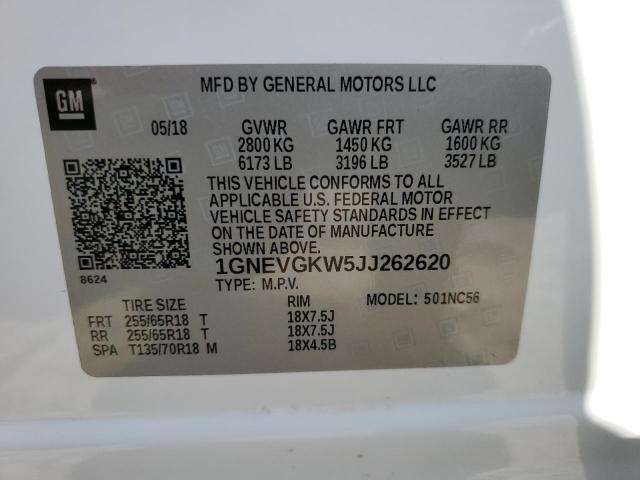 2018 Chevrolet Traverse Lt VIN: 1GNEVGKW5JJ262620 Lot: 57064584