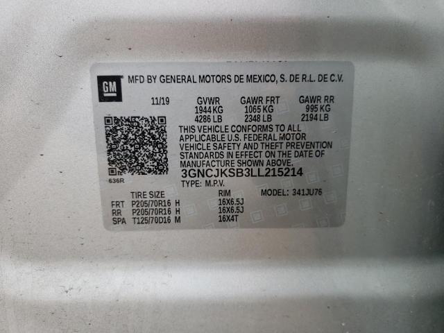 2020 Chevrolet Trax Ls VIN: 3GNCJKSB3LL215214 Lot: 54077414