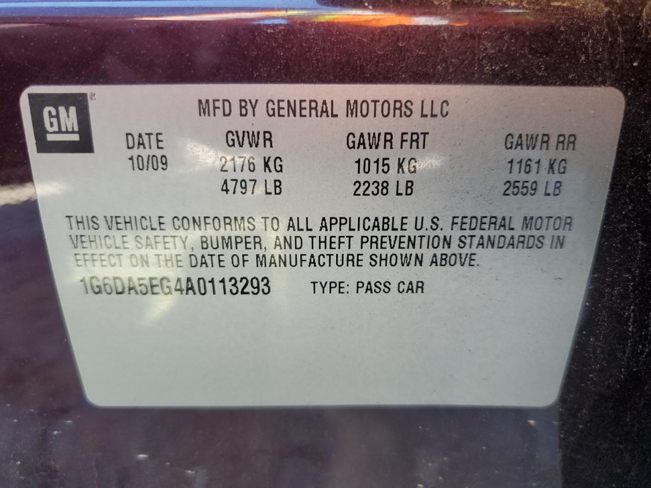 1G6DA5EG4A0113293 2010 Cadillac Cts