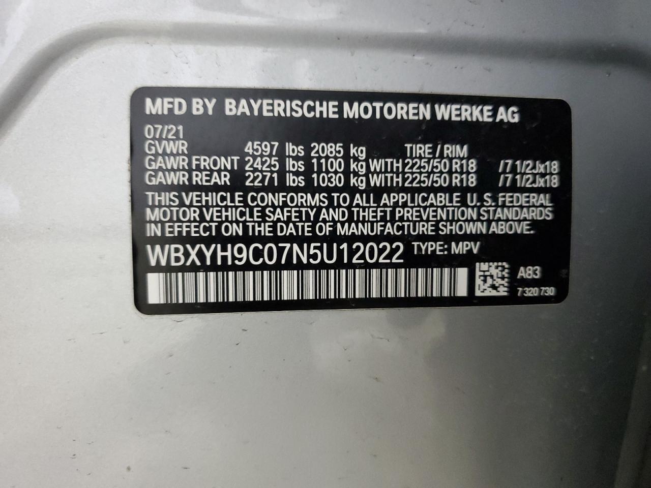 WBXYH9C07N5U12022 2022 BMW X2 Sdrive28I