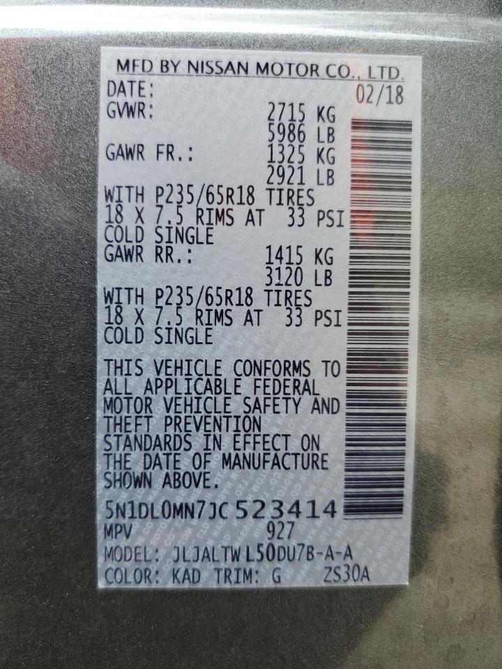 5N1DL0MN7JC523414 2018 Infiniti Qx60