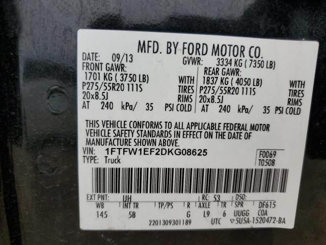 2013 Ford F150 Supercrew VIN: 1FTFW1EF2DKG08625 Lot: 56956714