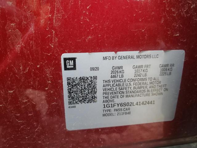 2020 Chevrolet Bolt Ev Lt VIN: 1G1FY6S02L4142441 Lot: 54954474