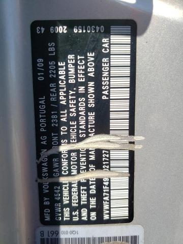 2009 Volkswagen Eos Lux VIN: WVWFA71F49V021727 Lot: 55632864