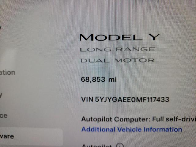 2021 Tesla Model Y VIN: 5YJYGAEE0MF117433 Lot: 55571224