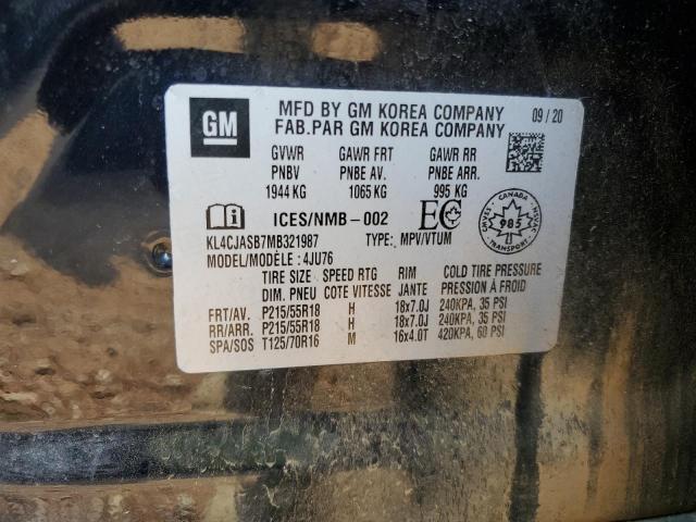 2021 Buick Encore Preferred VIN: KL4CJASB7MB321987 Lot: 54182234