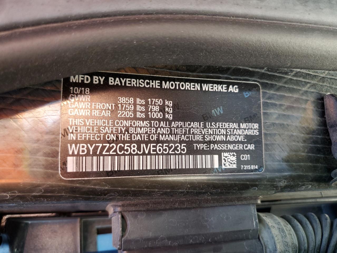 WBY7Z2C58JVE65235 2018 BMW I3 Bev