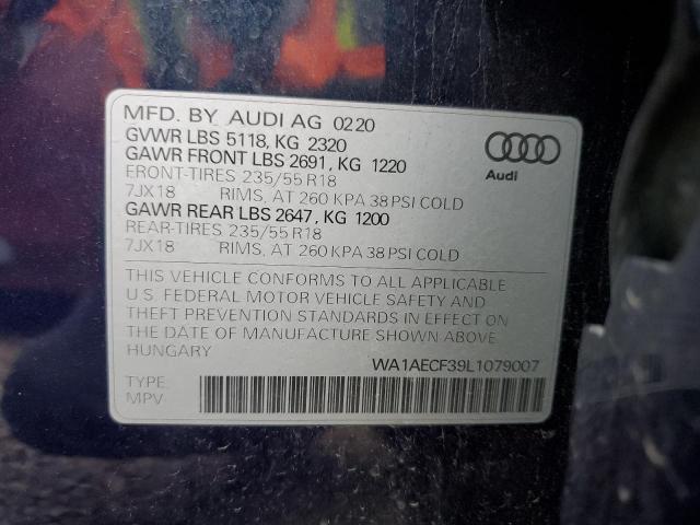 2020 Audi Q3 Premium VIN: WA1AECF39L1079007 Lot: 54058414