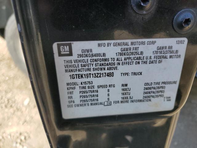 2003 GMC New Sierra K1500 VIN: 1GTEK19T13Z217480 Lot: 57069794