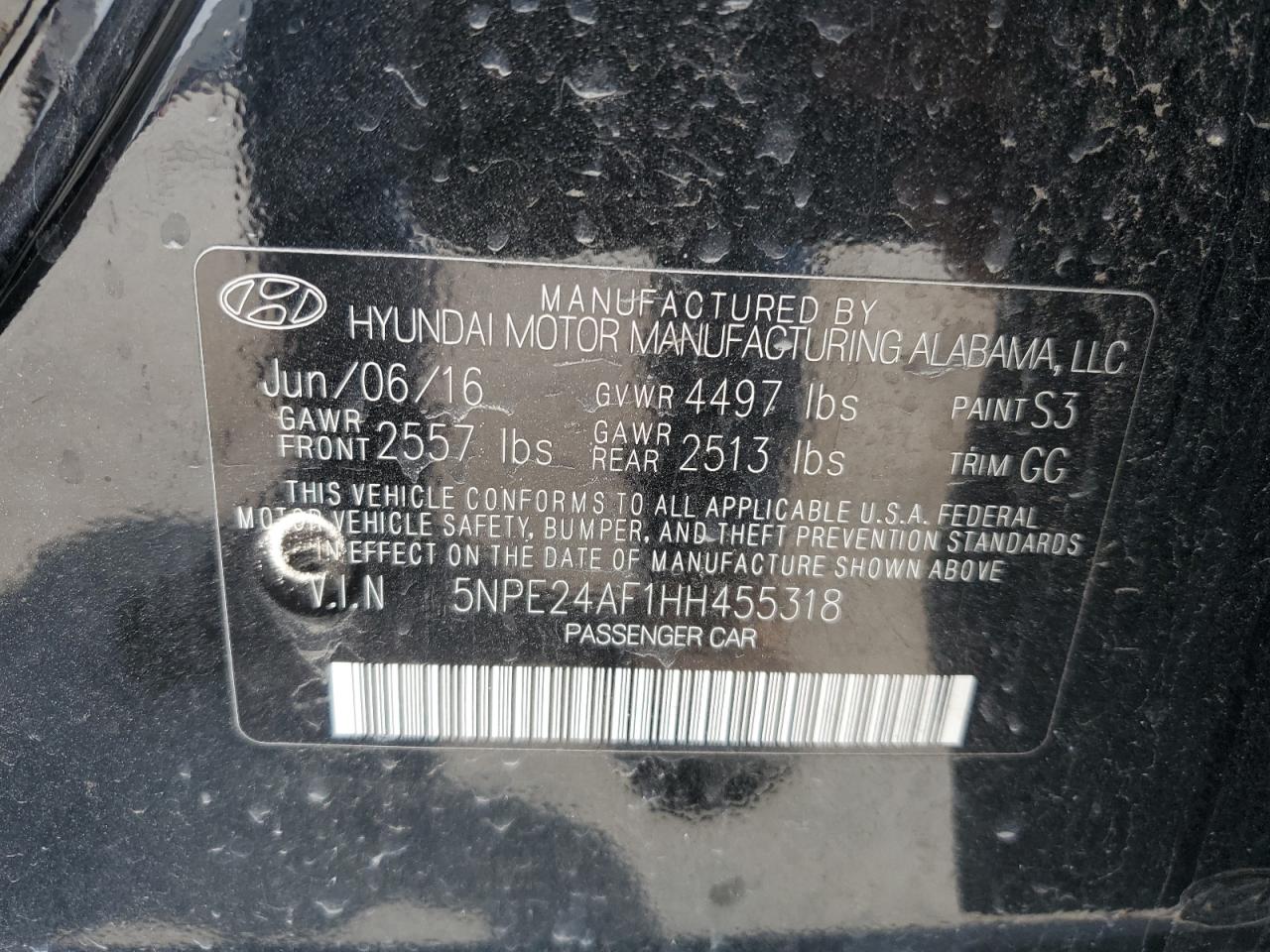 5NPE24AF1HH455318 2017 Hyundai Sonata Se