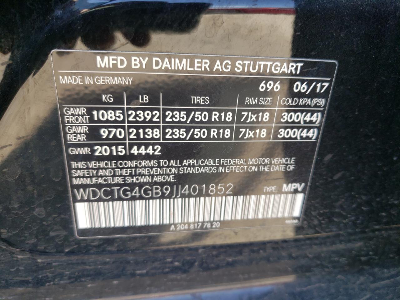 WDCTG4GB9JJ401852 2018 Mercedes-Benz Gla 250 4Matic