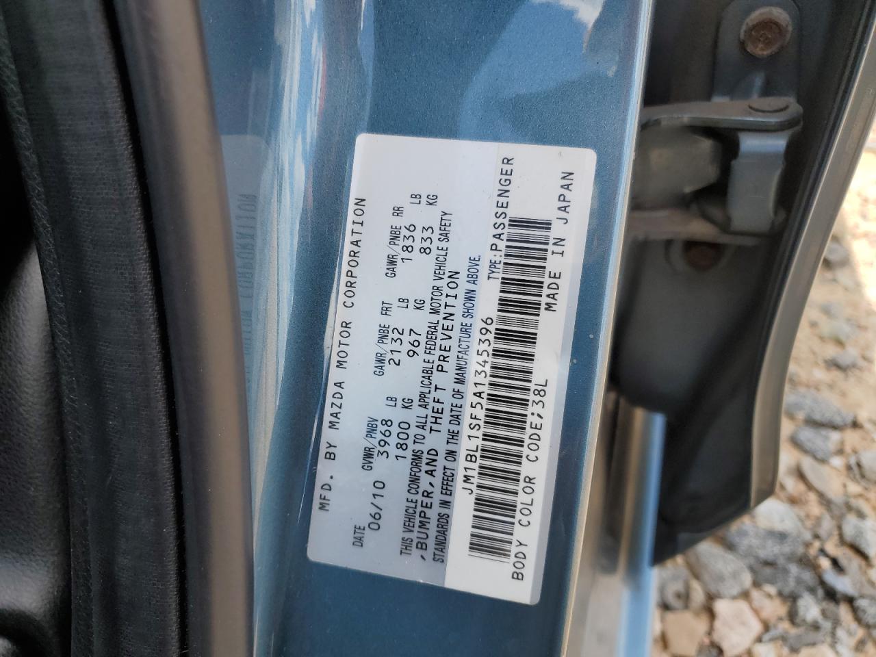 JM1BL1SF5A1345396 2010 Mazda 3 I