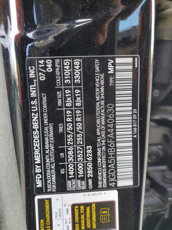 4JGDA5HB6FA440630 2015 Mercedes-Benz Ml 350 4Matic