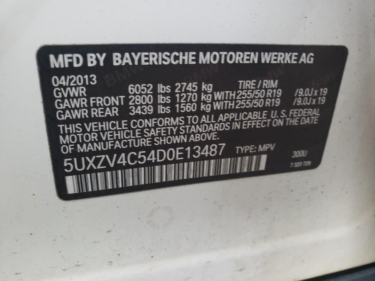 5UXZV4C54D0E13487 2013 BMW X5 xDrive35I