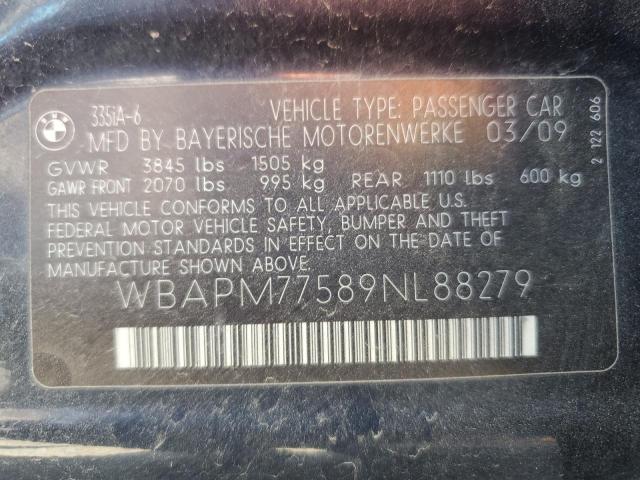 2009 BMW 335 I VIN: WBAPM77589NL88279 Lot: 55965334