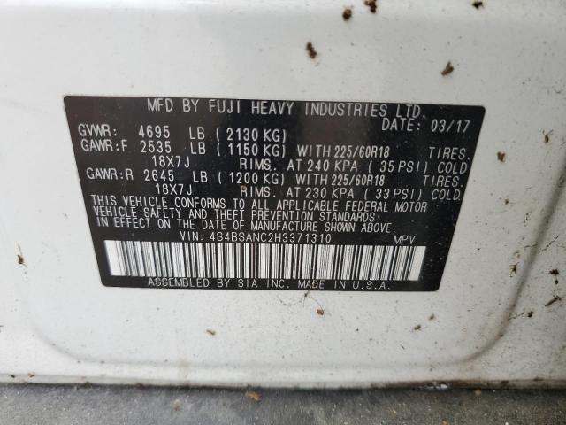 2017 Subaru Outback 2.5I Limited VIN: 4S4BSANC2H3371310 Lot: 55349794
