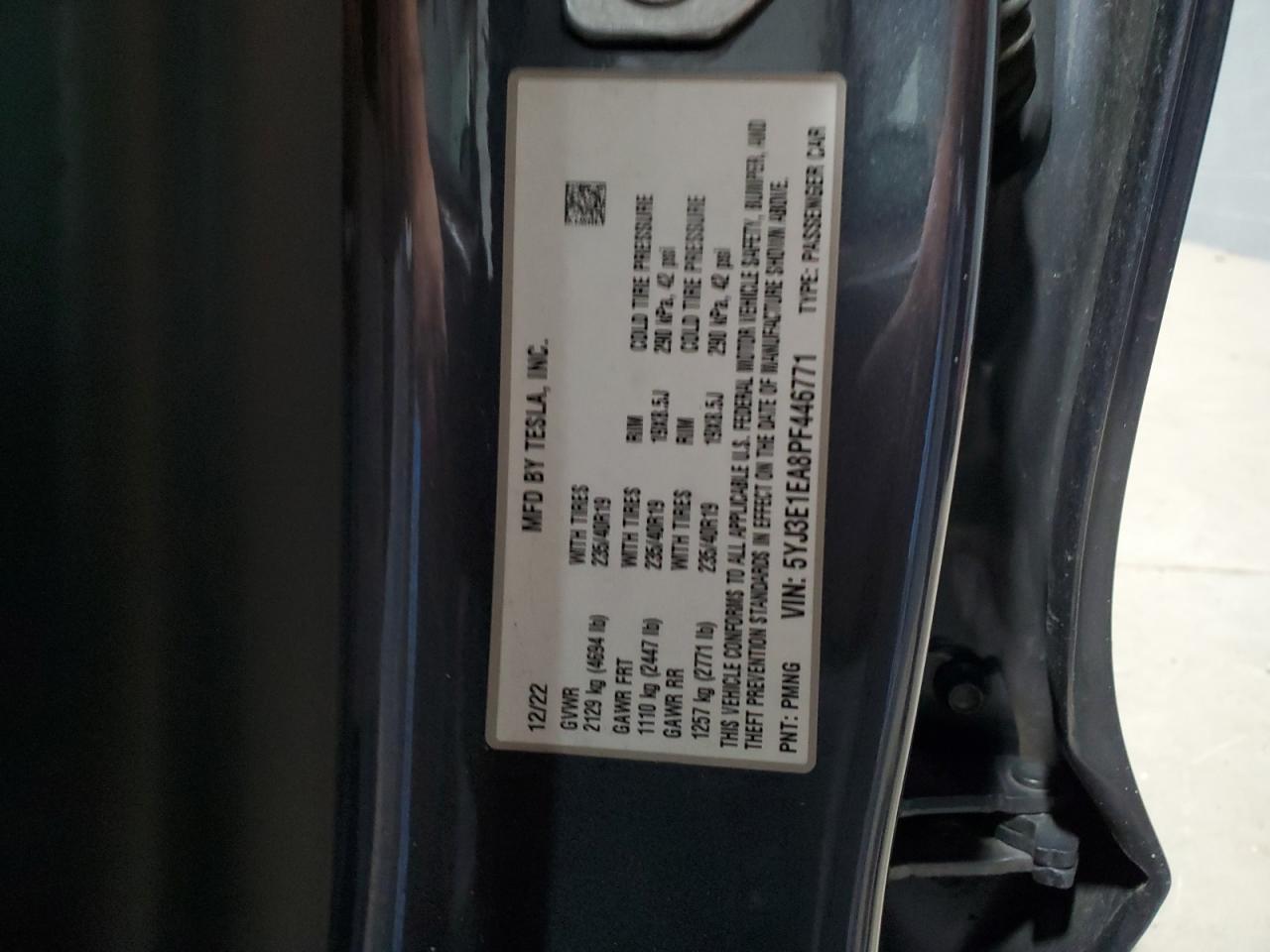 5YJ3E1EA8PF446771 2023 Tesla Model 3