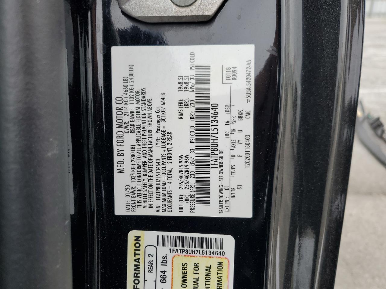 1FATP8UH7L5134640 2020 Ford Mustang