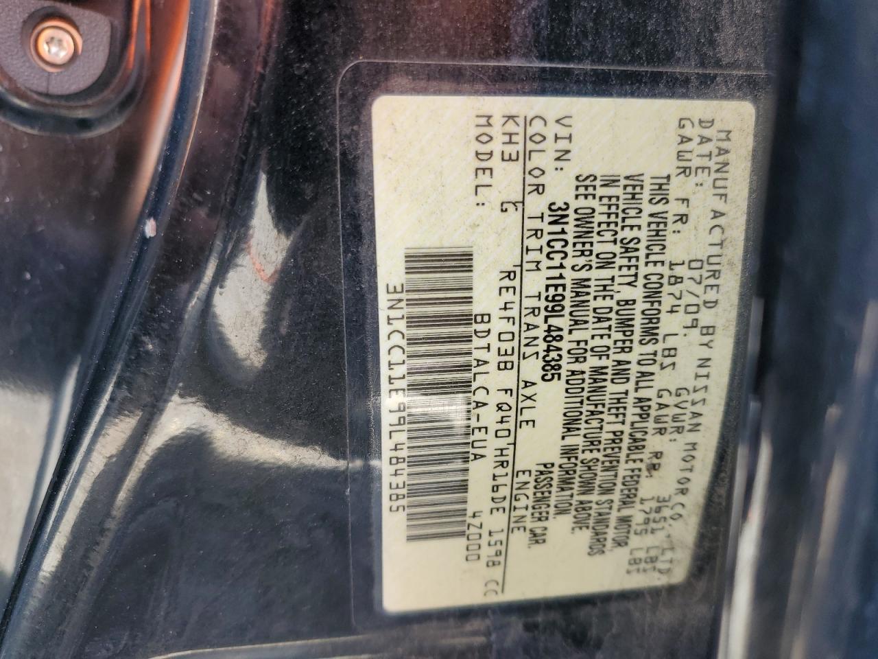 3N1CC11E99L484385 2009 Nissan Versa S