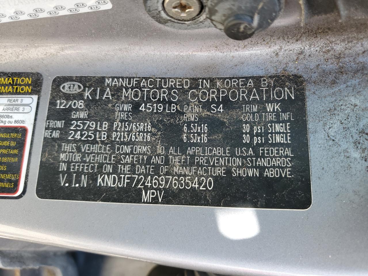 KNDJF724697635420 2009 Kia Sportage Lx