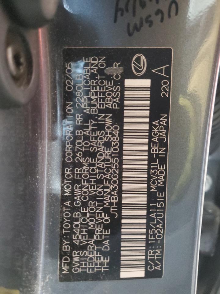 JTHBA30G255103840 2005 Lexus Es 330