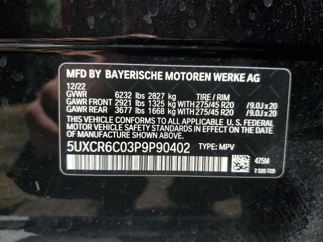 2023 BMW X5 xDrive40I VIN: 5UXCR6C03P9P90402 Lot: 54093594