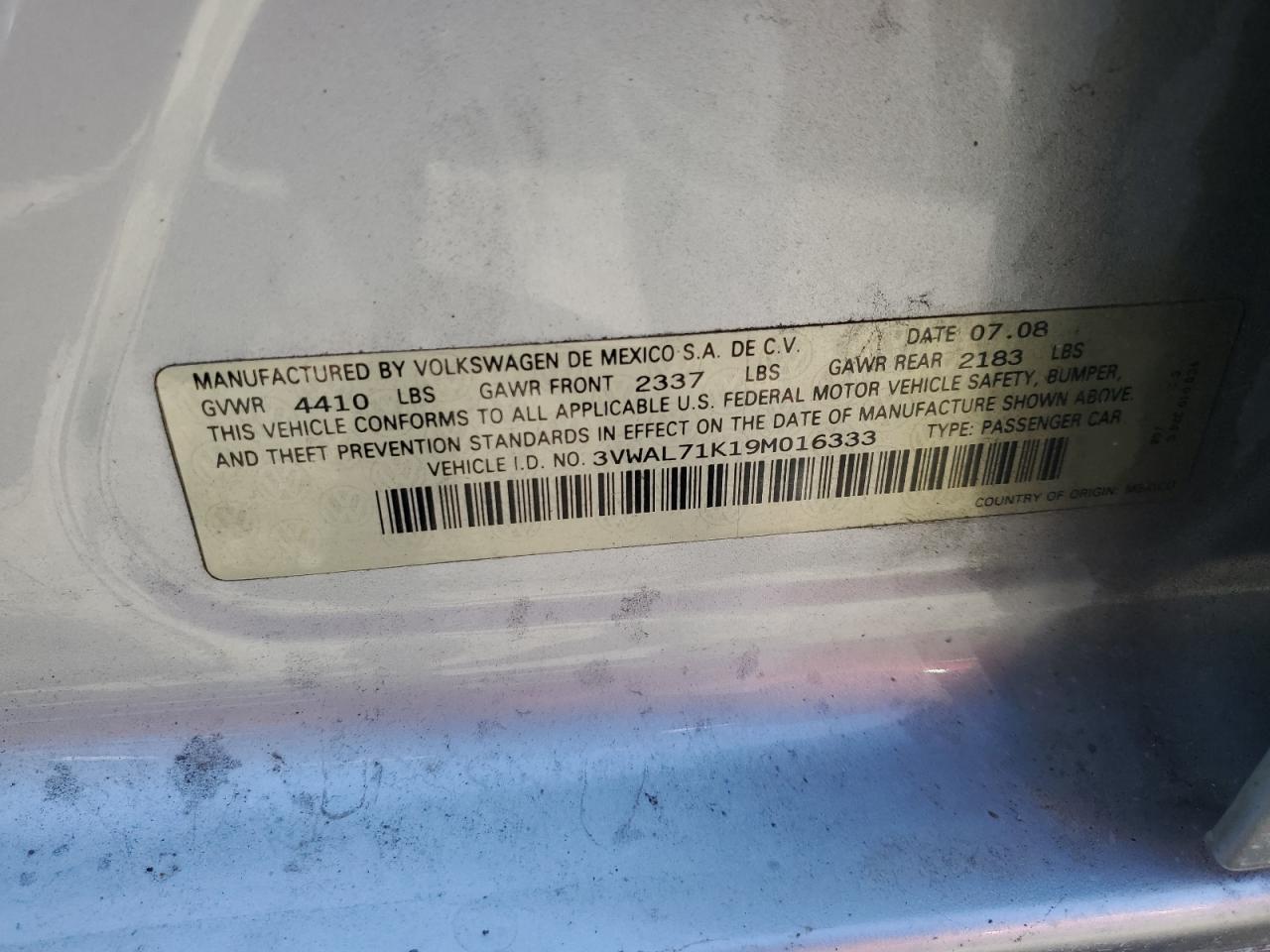 3VWAL71K19M016333 2009 Volkswagen Jetta Tdi